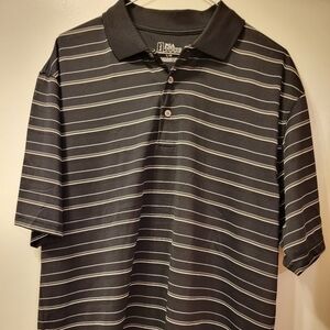 PGA Tour Mens Large Golf Polo Black With Stripes